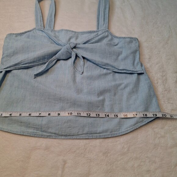 Madewell Denim Tank Top Sz 8P Tie Front 100% Cotton Boho Coastal Beach Cowgirl - Picture 11 of 11